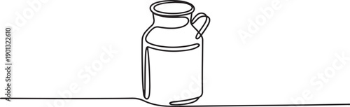 Continuous one line drawing of an vintage milk can, one line Art icon drawing vector