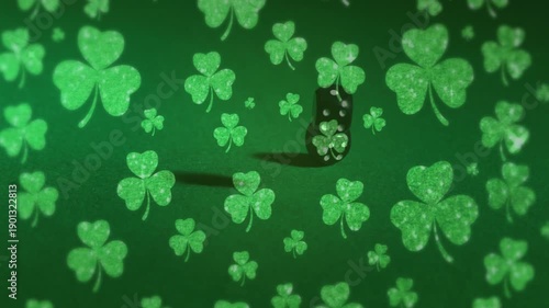 Toss launching two black dice with pips tumbling casting left shadows settling center showing roll