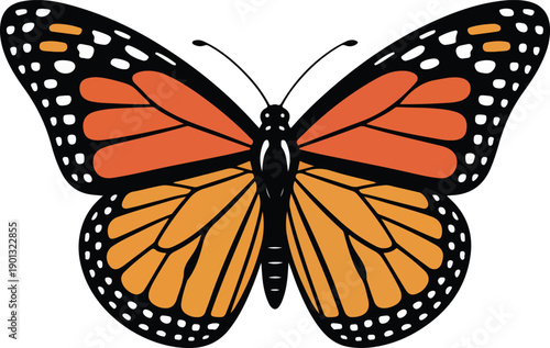 Butterfly Wings Symmetrical Nature Vector Art- Monarch Butterfly Icon Colorful Insect Illustration - monarch butterfly, butterfly vector, butterfly illustration, monarch butterfly vector, butterfly wi