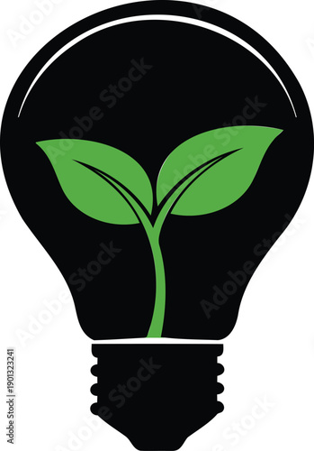 Light bulb with green plant sprout inside concept for eco-friendly energy