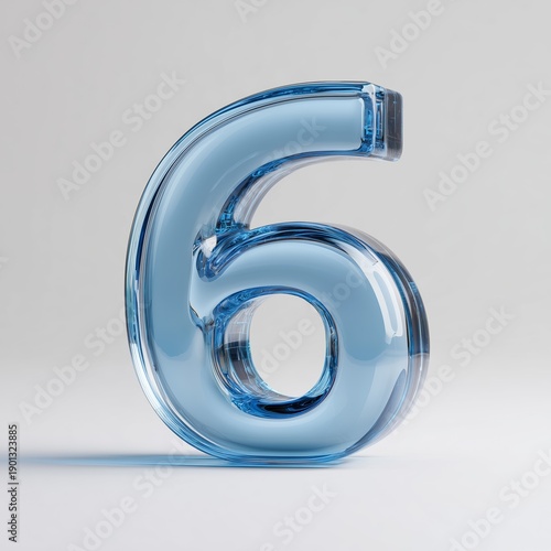Translucent Blue Number 6 3D Render