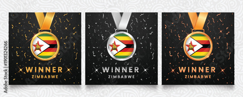 Foto Celebrate Zimbabwean victory with this premium set of gold, silver and bronze wi
