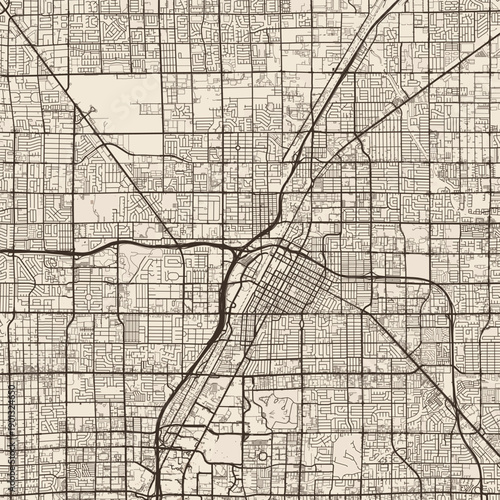 Las Vegas City Map minimalist urban layouts emerge with crisp clean lines and a sepia tinged palette showcasing the s architectural grid in an svg blueprint, emphasizing refined linework.