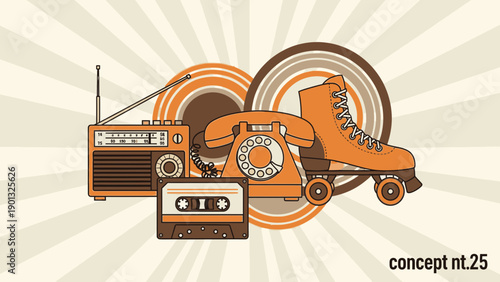 Retro technology and fun items for nostalgic designs