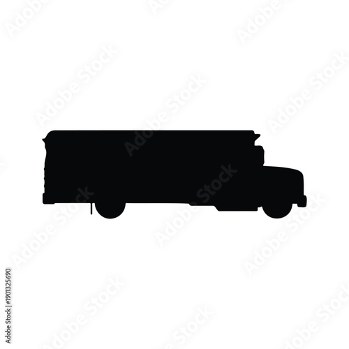 School bus silhouette icon vector flat design.