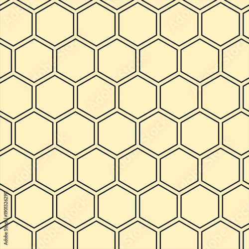 Abstract black and bagae colour Vector seamless honeycomb pattern. Modern stylish texture. Repetition of geometric tiles