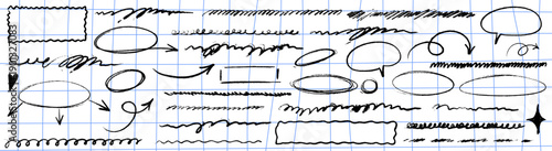 Artistic crayon line background with sketchy scribble strokes and soft highlight accents, textured crayon marks with scribble motion and highlight line.