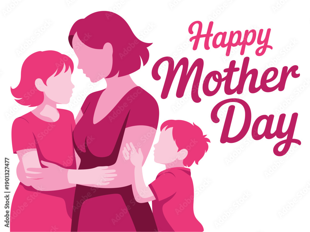 Naklejka premium A mother and her children celebrating Happy Mother Day with love and affection