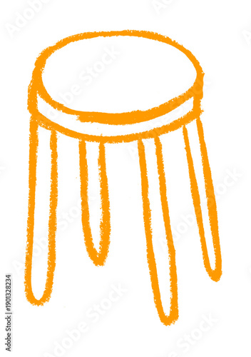 Bar Chair Icon Crayon Chalk Drawing Vector