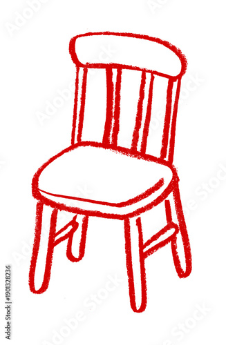 Kitchen Chair Icon Crayon Chalk Drawing Vector