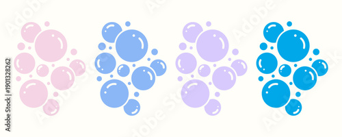 Soap Bubbles Icon Bubble Foam Flat Symbol Vector Illustration.