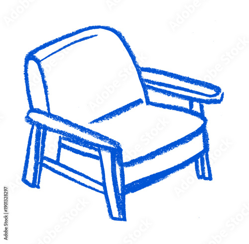 Wooden Arm Chair Icon Crayon Chalk Drawing Vector