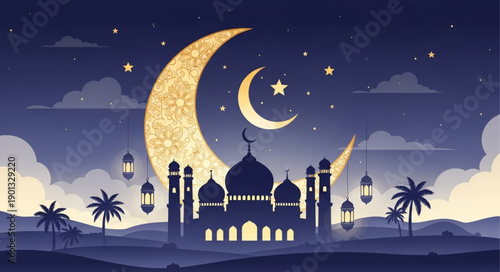 night landscape with moon