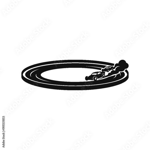 Race Track Silhouette: A dynamic illustration captures the essence of speed and competition, featuring a sleek race car speeding along a stylized track, exuding power and precision.