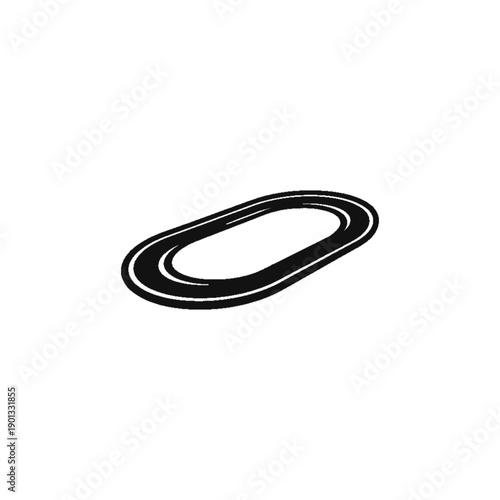 Abstract Oval Shape: A minimalistic black oval shape, gracefully designed, suggesting a sense of continuity.