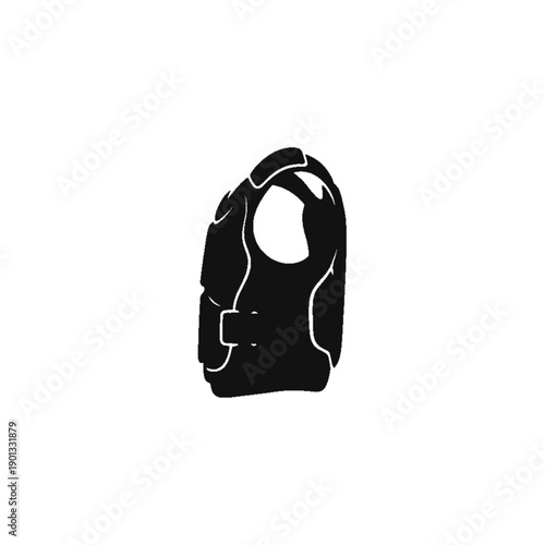 Body Armor Silhouette: A minimalist black silhouette of a body armor, symbolizing protection and preparedness.
