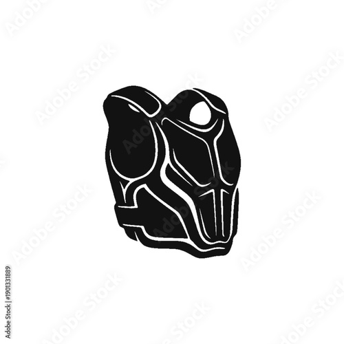 Body Armor Icon: The sleek, protective design of a body armor vest is depicted through a minimalist black and white icon, emphasizing resilience and safety.