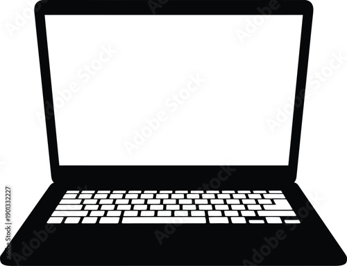 Minimal Open Laptop Silhouette Office Technology Concept