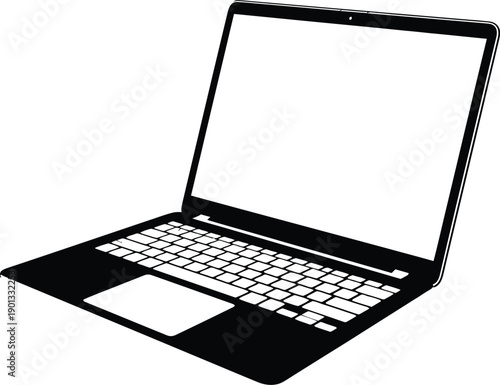 Modern Laptop Silhouette Minimal Flat Technology Design