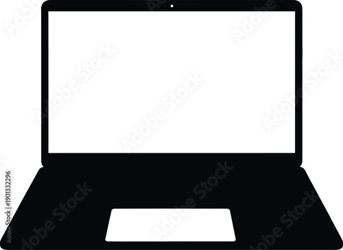 Laptop Silhouette Icon with Keyboard and Touchpad