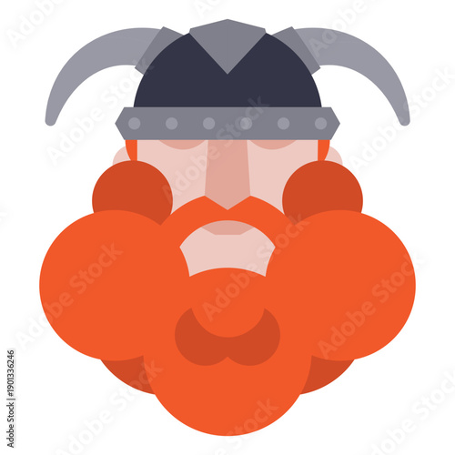 Flat viking warrior with helmet