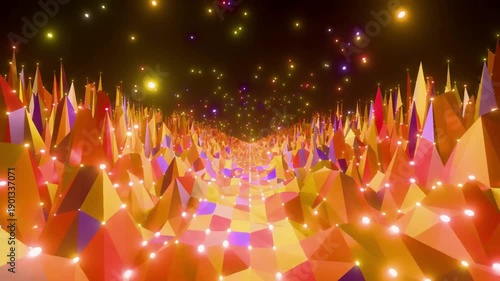 Digital art of a vibrant crystal landscape with glowing lights