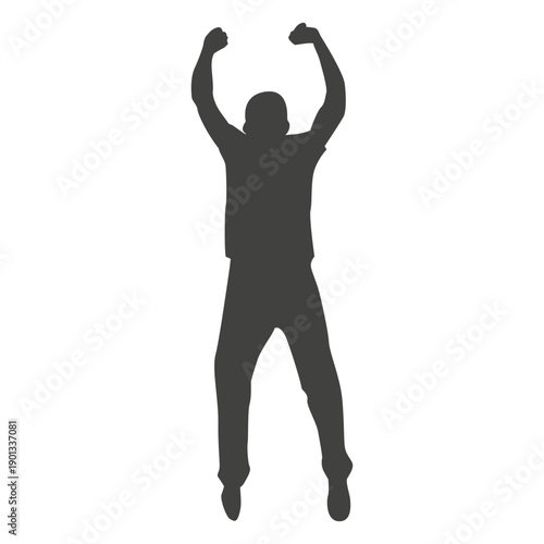 Boy celebrating silhouette