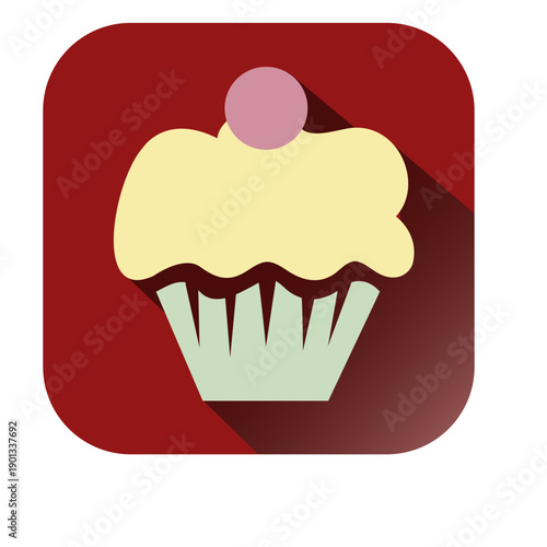 Cupcake flat square icon