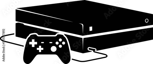 Gaming Console Silhouette Black Minimal Outline