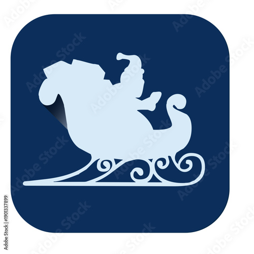 Sleigh flat square icon