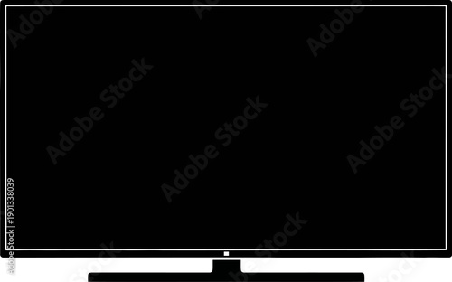LED Television Silhouette Black Flat Vector Simple Icon