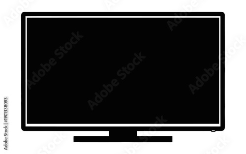LED TV Flat Screen Silhouette Bold Minimal Black Icon On White