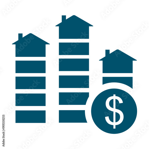 Multistoried dollar houses icon