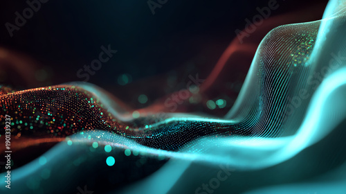 A mesmerizing blend of color and light in a digital abstract wave, creating a stunning visual experience.