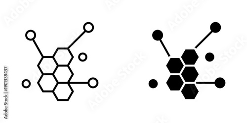 Molecule Icon set. Symbol isolated white background. vector illustration. color editable.
