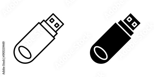 Pendrive Icon set. Symbol isolated white background. vector illustration. color editable.
