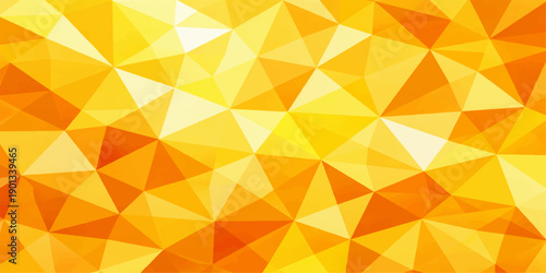 A colorful seamless vector illustration featuring an abstract geometric triangle pattern and mosaic polygon shapes in a retro orange and yellow style for a decorative banner backdrop or wallpaper desi