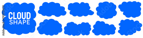 Cartoon label cloud with fluffy bubble border, rounded shape for speech, friendly cloud label with fluffy shape look.