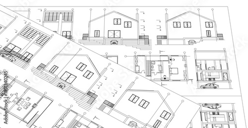 house architectural project sketch 3d illustration