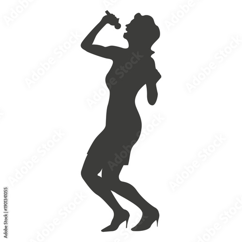 Female singer gray silhouette