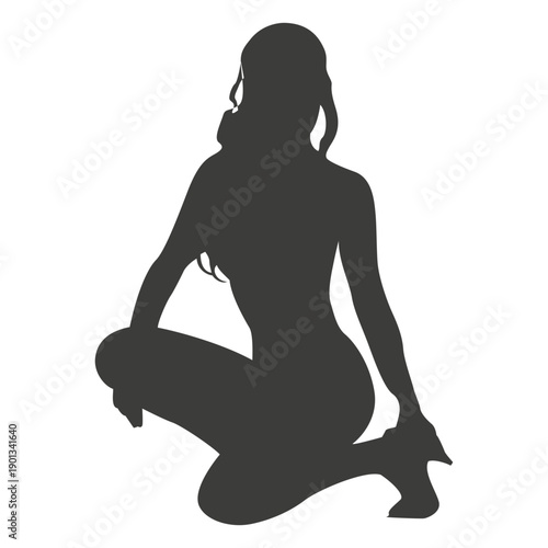 Girl kneeling silhouette