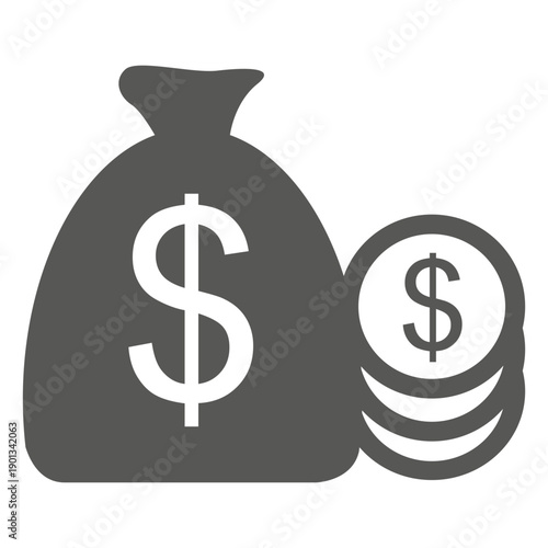 Dollar coins and bag icon
