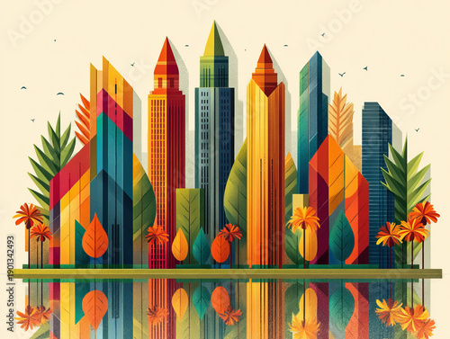 Singapore skyline illustration