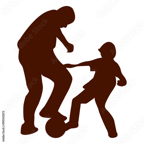 Dad kid playing football family