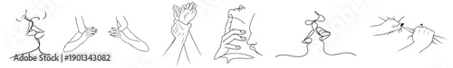 Intimate Couple Body Language Line Art — Romantic and Sensual Man and Woman Poses Expressing Passion, Desire, Kissing, Touch, Physical Closeness and Erotic Energy