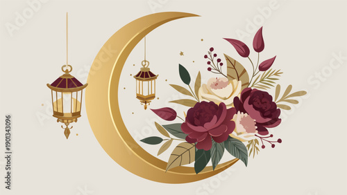 Islamic Holiday Greeting Cards with Floral Decorations.eps