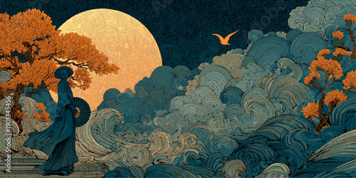 Ethereal Landscape at Sunset Dramatic Scenic with Vibrant Clouds and Mysterious Mountain Silhouettes
