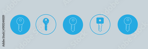 Key icon set. Key black flat and line vector collection isolated on transparent background. Key symbol in generic style. Access keys concept for house, room, office, unlock, safety, secret, door more