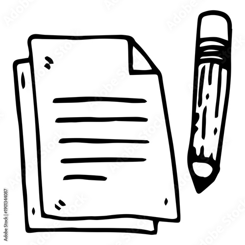 Sheet and pencil doodle icon