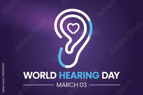 World Hearing Day Creative Poster. Ear Health Awareness Concept. Medical Illustration